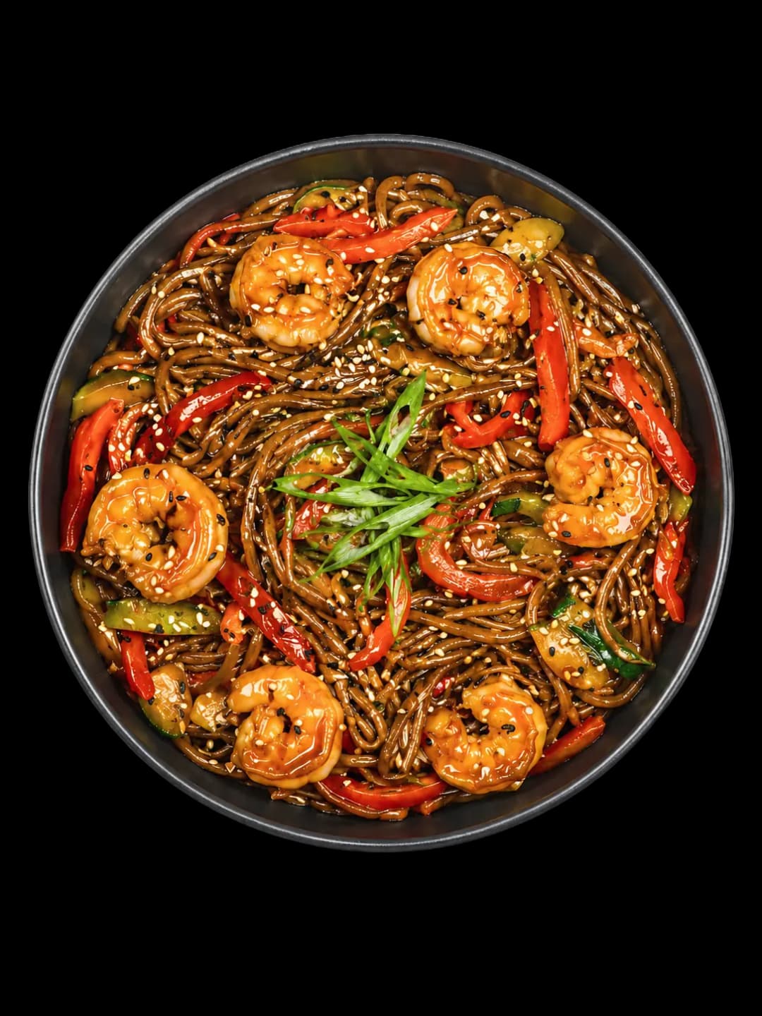Soba with shrimp